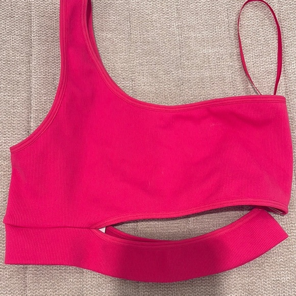 Pink One-Shoulder Women's Seamless Garage Top - Picture 1 of 9